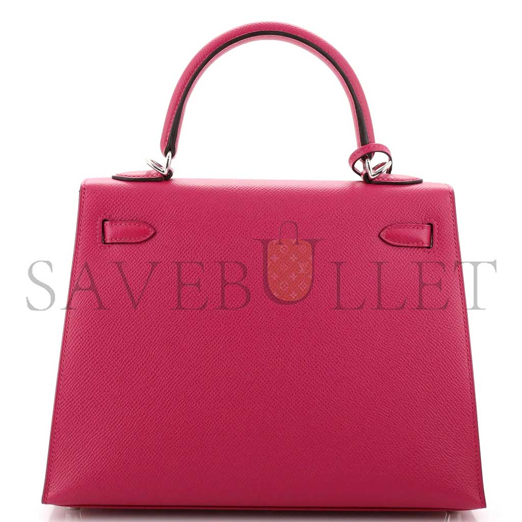 H**mes master kelly handbag rose pourpre epsom with palladium hardware 25 (25*17*7cm)